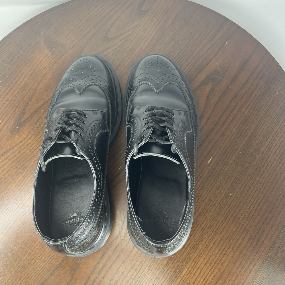 Dr Martens Oxford 3989 Shoes Men 6 Black Leather Smooth Wingtip Brogue Derby W7 - Picture 11 of 16
